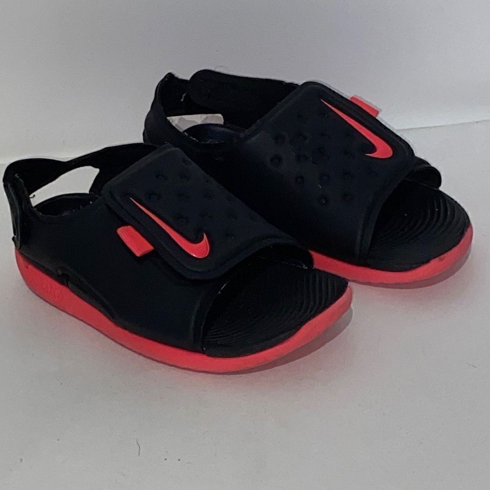 Nike Sunray Girl's Adjustable Back and Mid Strap‎ Black Pink Sandals Size 10